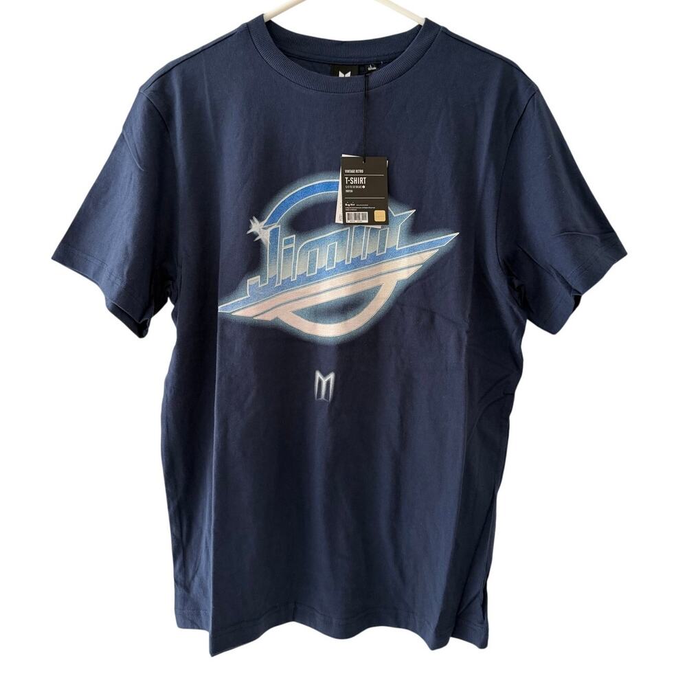 BTS Jimin Big Hit Vintage Retro Short Sleeves T-shirt Large Blue New With Tags